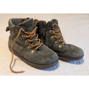 UGG Boots US 2 / UK 1 Kids/Boys/Girls/Unisex/Olive Green/Zip/Lace/Fleece Lined